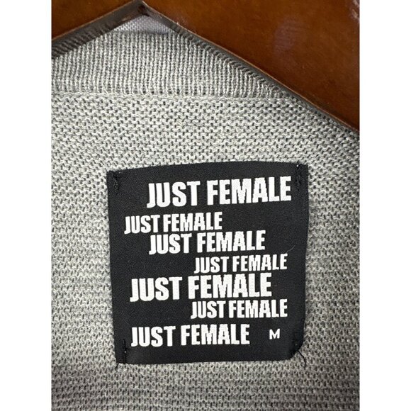 Women’s Just Female Medium Gray Long Sleeve Sweater with Shoulder Zippers - Picture 4 of 4